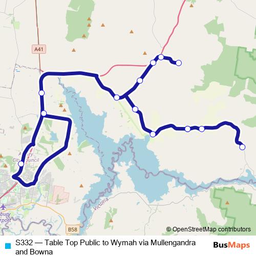 S332 bus Line Map