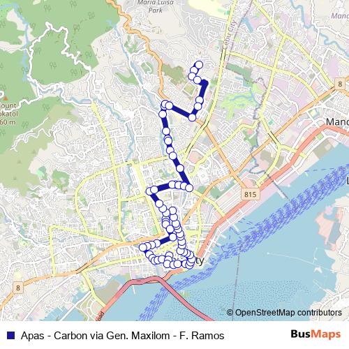 Apas - Carbon via Gen. Maxilom - F. Ramos bus Line Map