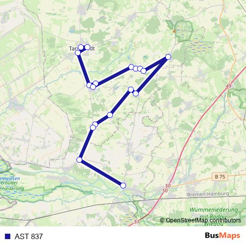 AST 837 bus Line Map