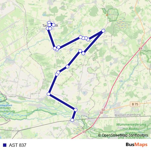 AST 837 bus Line Map
