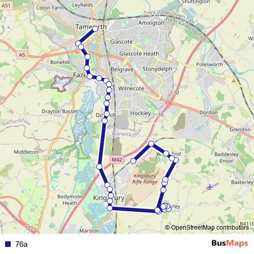 76a bus Line Map