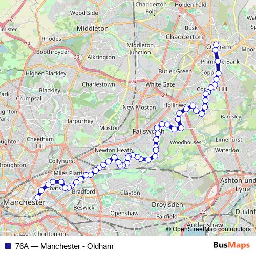 76A bus Line Map