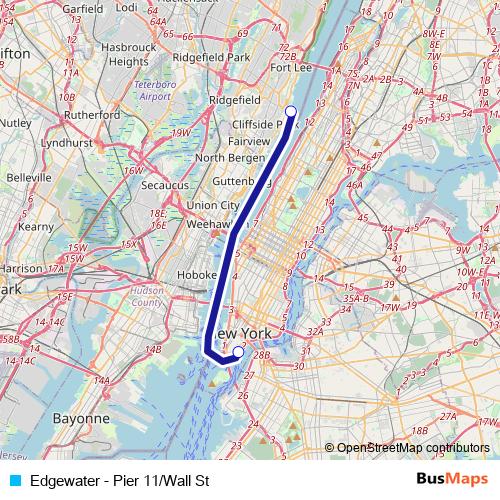 Edgewater - Pier 11/Wall St bus Line Map