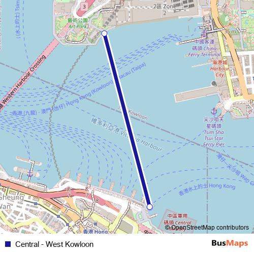 Central - West Kowloon ferry Line Map