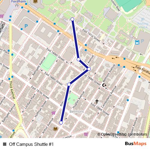 Off Campus Shuttle #1 bus Line Map