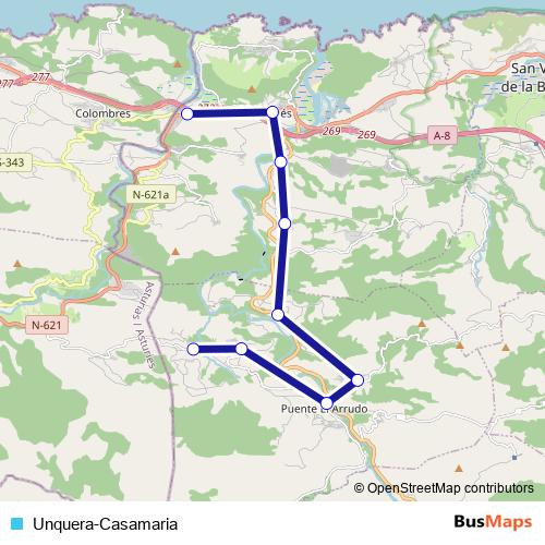 Unquera-Casamaria bus Line Map