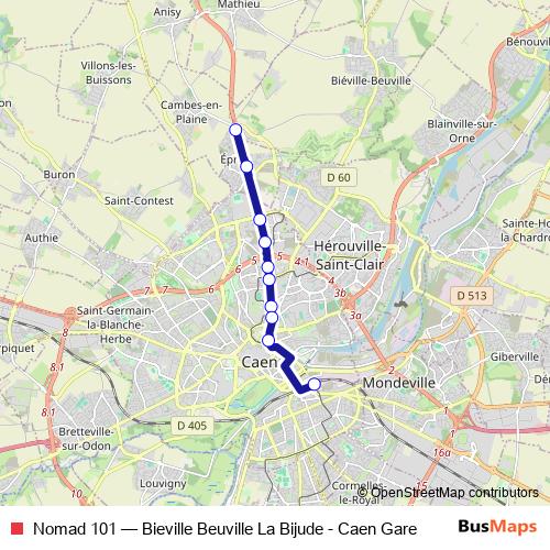 Nomad 101 bus Line Map
