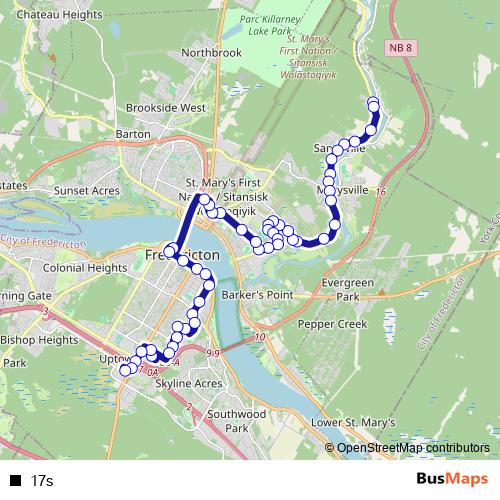 17s bus Line Map