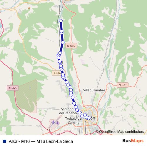 Alsa - M16 bus Line Map