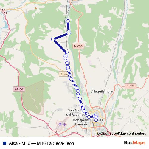 Alsa - M16 bus Line Map