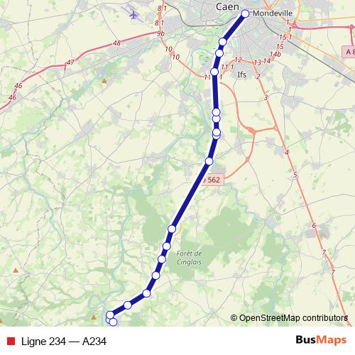 Ligne 234 bus Line Map