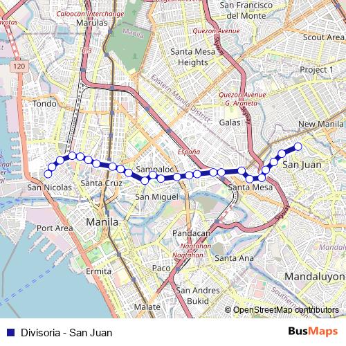 Divisoria - San Juan bus Line Map