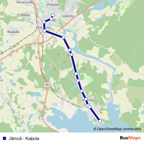 Jämsä - Kaipola bus Line Map