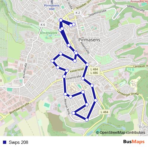 Swps 208 bus Line Map