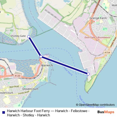 Harwich Harbour Foot Ferry ferry Line Map
