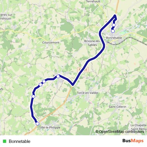 Bonnetable bus Line Map