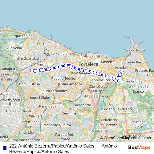 222-Antônio Bezerra/Papicu/Antônio Sales bus Line Map