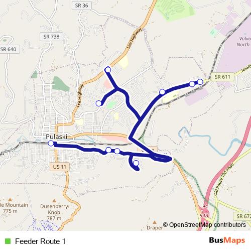 Feeder Route 1 bus Line Map