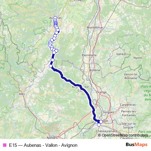 E15 bus Line Map