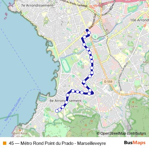 45 bus Line Map