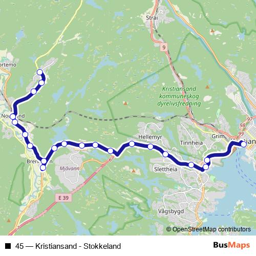 45 bus Line Map