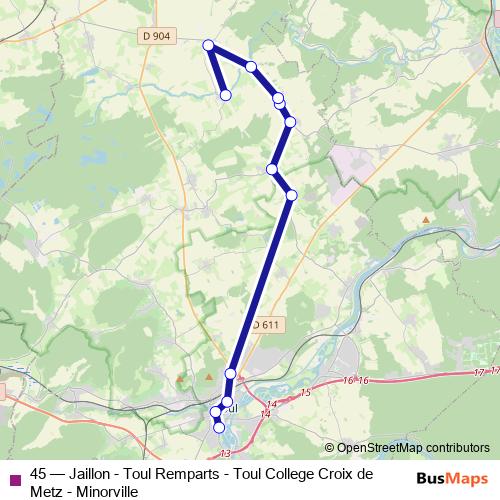 45 bus Line Map