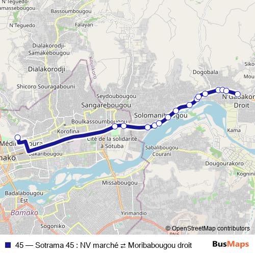 45 bus Line Map