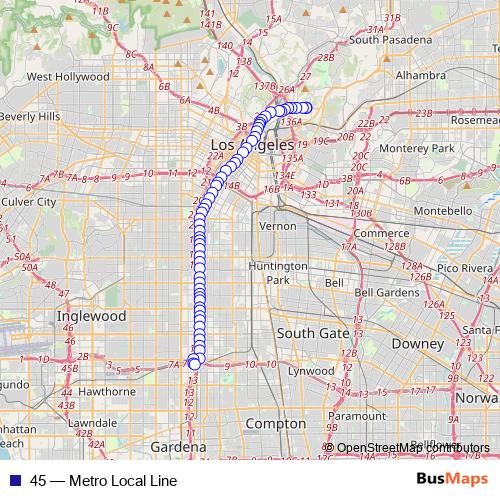 45 bus Line Map