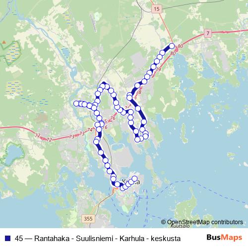 45 bus Line Map