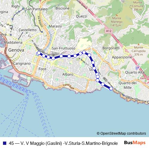 45 bus Line Map