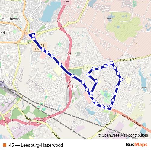 45 bus Line Map