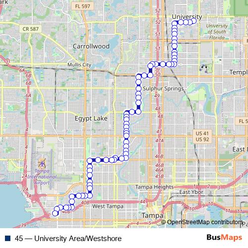 45 bus Line Map