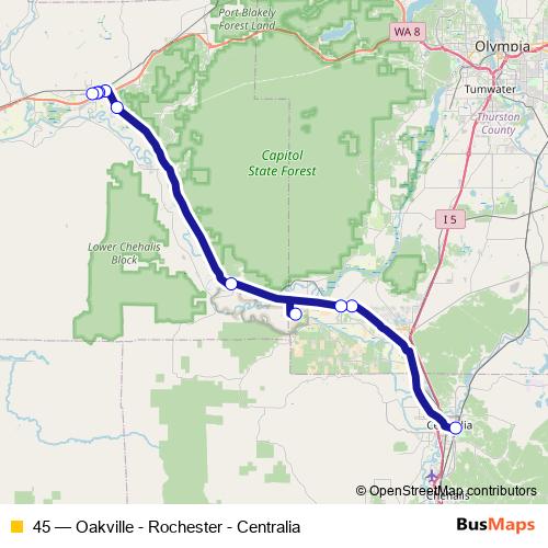 45 bus Line Map