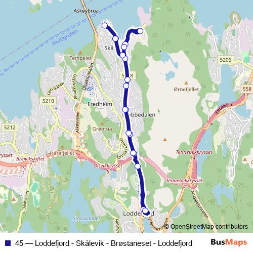 45 bus Line Map