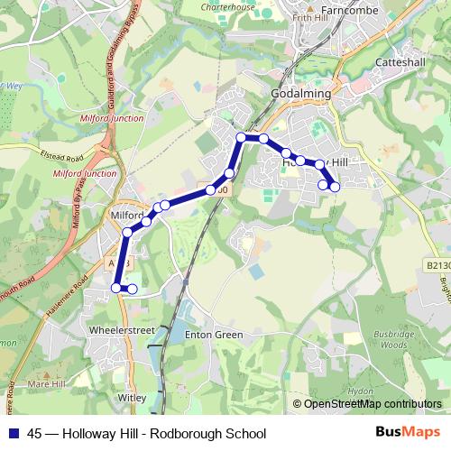 45 bus Line Map