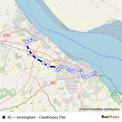45 bus Line Map