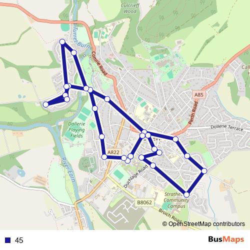 45 bus Line Map