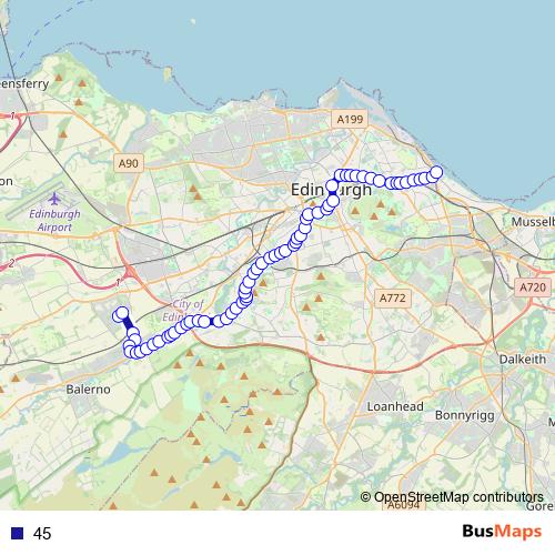45 bus Line Map