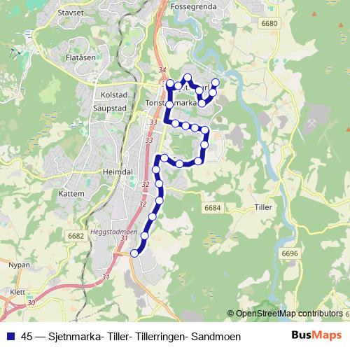 45 bus Line Map