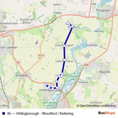 45 bus Line Map