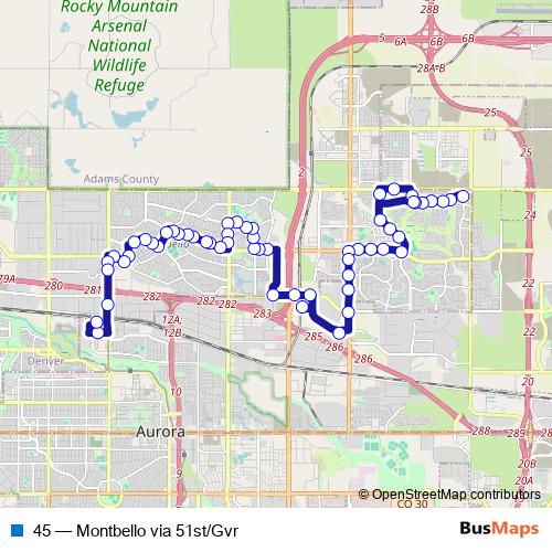 45 bus Line Map