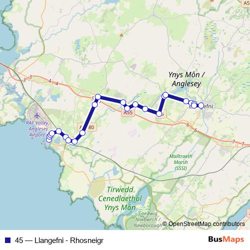 45 bus Line Map