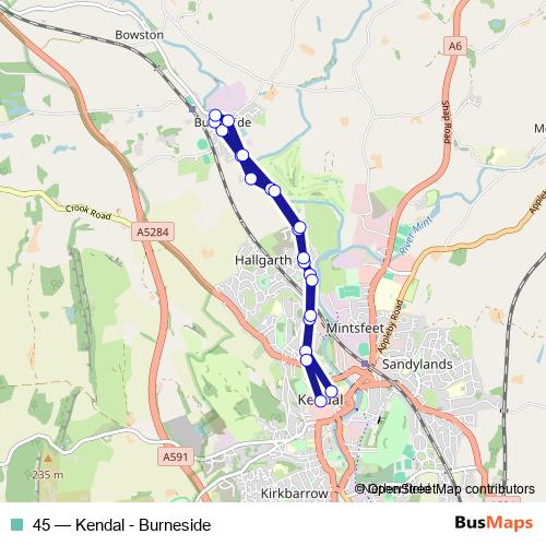 45 bus Line Map
