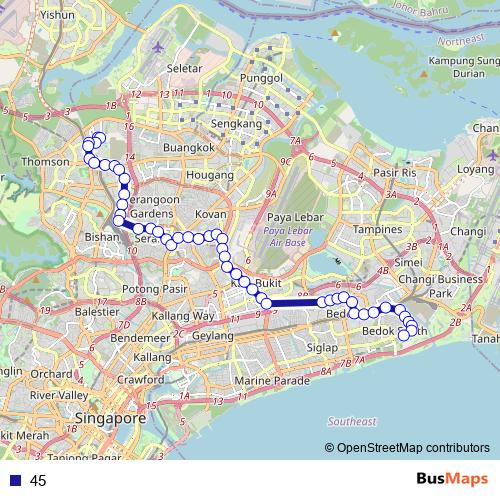 45 bus Line Map