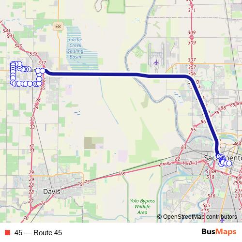 45 bus Line Map