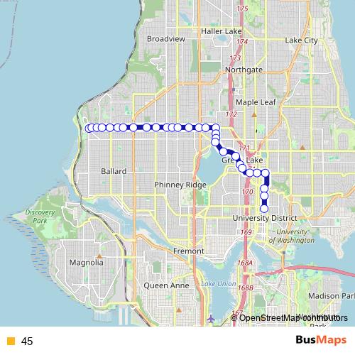45 bus Line Map