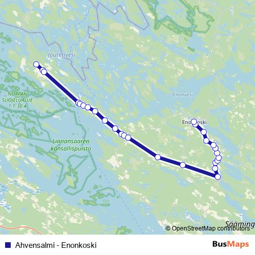 Ahvensalmi - Enonkoski bus Line Map