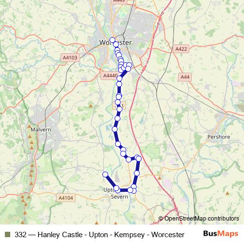 332 bus Line Map