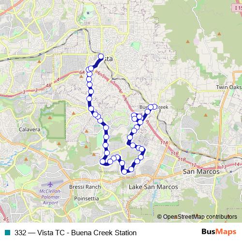 332 bus Line Map