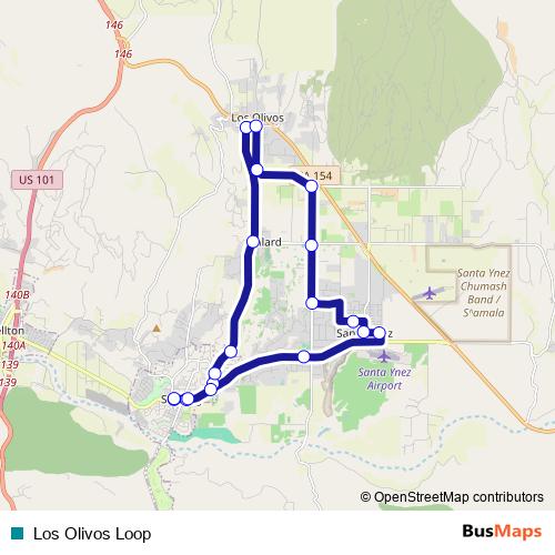 Los Olivos Loop bus Line Map